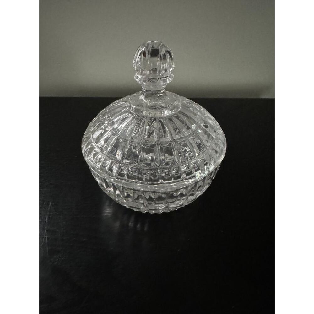 Zajecar Lead Crystal Candy Dish w/ Lid Made in Yugoslavia